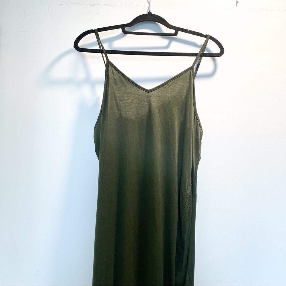 Plus Drawstring Front Split Thigh Cami Dress Army… - image 8